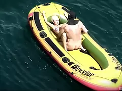 Outdoor fuck on a boat for one slutty blonde on fire